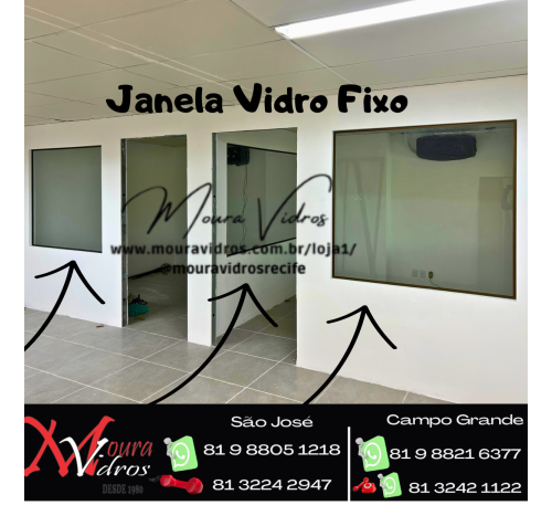 VIDRO FIXO TEMPERADO DIVISÓRIA JANELA FIXA 